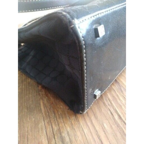 Vintage Kate SpadeBlack Logo Leather Fabric Shoulder Square Soho Tote Bag Y2K - Picture 4 of 7